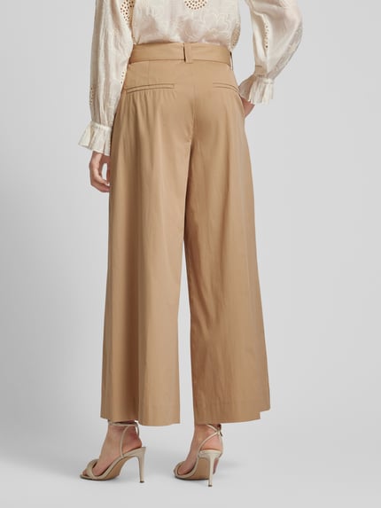 MAC Wide Leg Stoffhose mit fixierten Bügelfalten Modell 'CARLETTA' Beige 5
