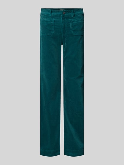 Produktfoto, Cordhose mit aufgesetzten Leistentaschen von Christian Berg Woman in Dunkelgrün, Baumwoll-Mix mit Wide Fit und Stretch-Anteil