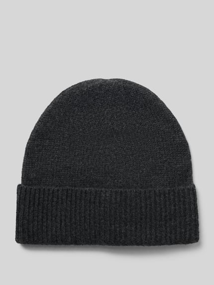 Produktfoto, Strickmütze aus reinem Kaschmir mit breitem Umschlag von Christian Berg Men, dunkelgrauer Ton, grobe Struktur, rechteckige Form