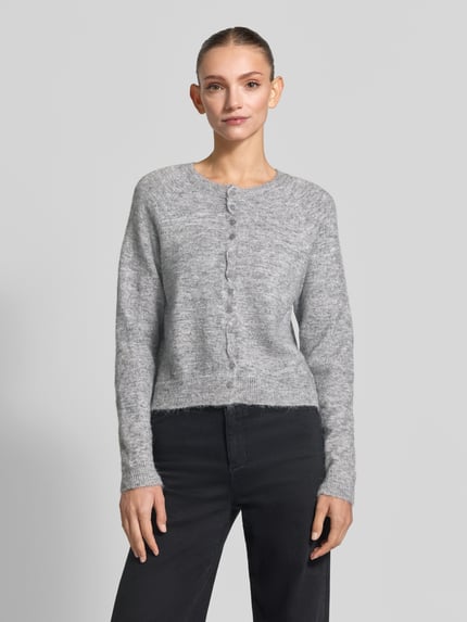 ICHI Regular Fit Strickjacke aus Woll-Mix Modell 'SAGE' Hellgrau 4