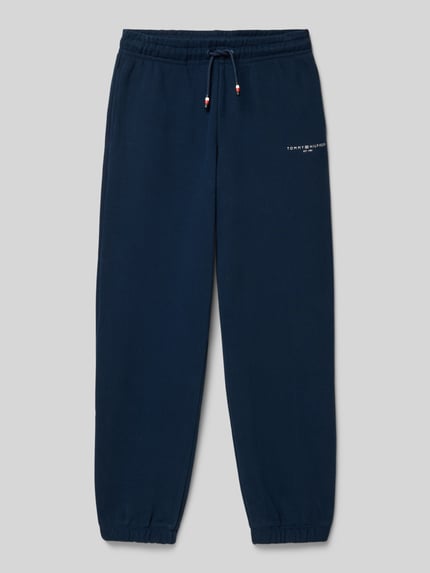Tommy Hilfiger Teens Spodnie dresowe o kroju regular fit z nadrukiem z logo Granatowy 1