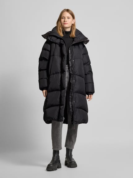 FIRE + ICE Gewatteerde lange jas met capuchon, model 'ANNIE' Zwart - 1