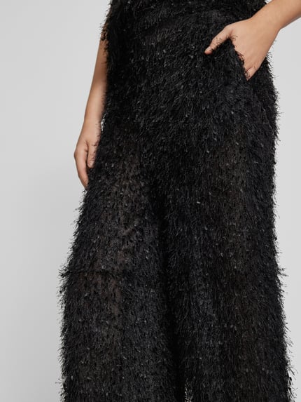 mbyM Straight leg broek in semi-transparant design, model 'Emmetta' Zwart - 3