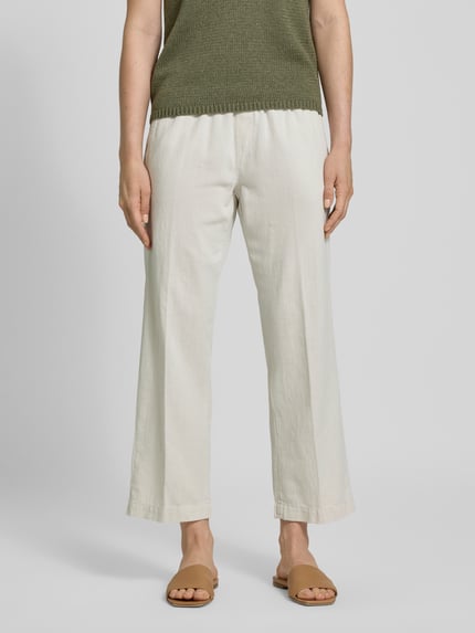 ANGELS Straight leg stoffen broek met elastische band, model 'Linn' Beige - 4