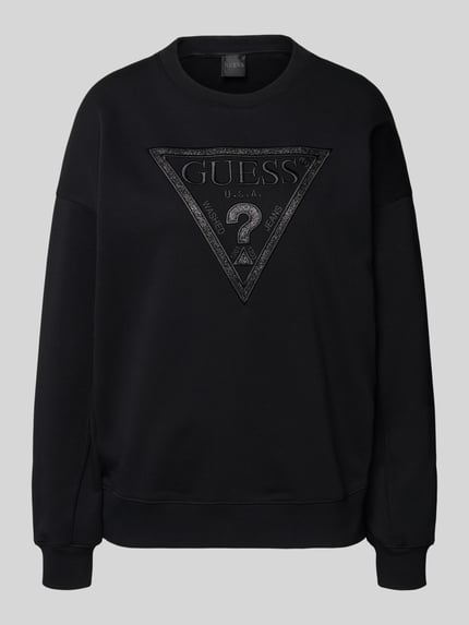 GUESS Sweatshirt mit Rundhalsausschnitt und Label-Stitching Black 2