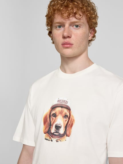 REVIEW T-shirt z nadrukiem z logo Złamany biały 3