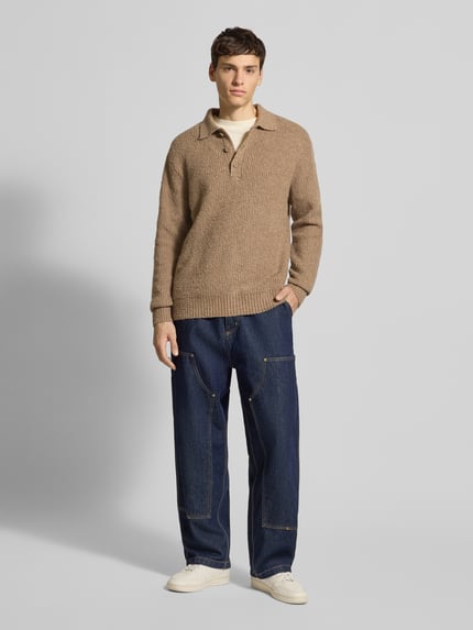 ONLY & SONS Koszulka polo o kroju relaxed fit z dzianiny z mieszanki bawełny model ‘DALE LIFE’ Jasnobrązowy 1