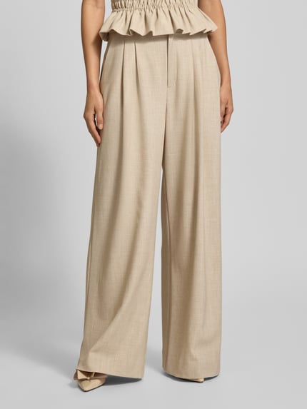 Gestuz Wide Leg Stoffhose mit Bundfalten Beige 4