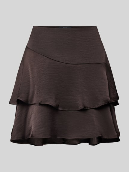 VERO MODA A-Linien Mini-Rock mit Volants Modell 'MIRO' Schoko 2