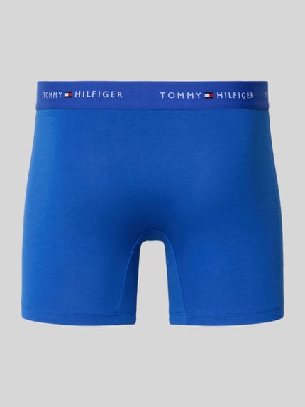 Produktfoto, Boxershorts aus Baumwoll-Mix im 3er-Pack von Tommy Hilfiger, Optik: Unifarben, Passform: Skinny-Fit, Label-Schriftzug, Bundabschluss: Elastisch, Multipack: 3er-Pack, Materialverarbeitung: Stretch, Material: Baumwoll-Mix, blaue Farbe, glatte Struktur