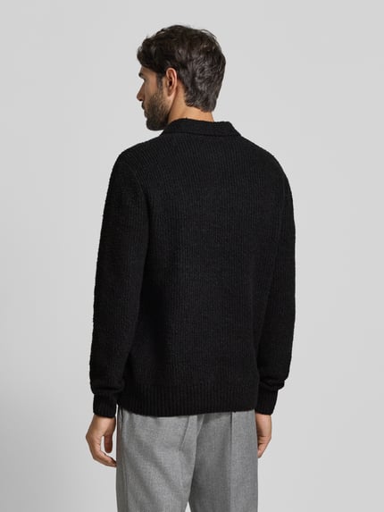 ONLY & SONS Relaxed Fit Strickpolo aus Baumwoll-Mix Modell 'DALE LIFE' Black 5