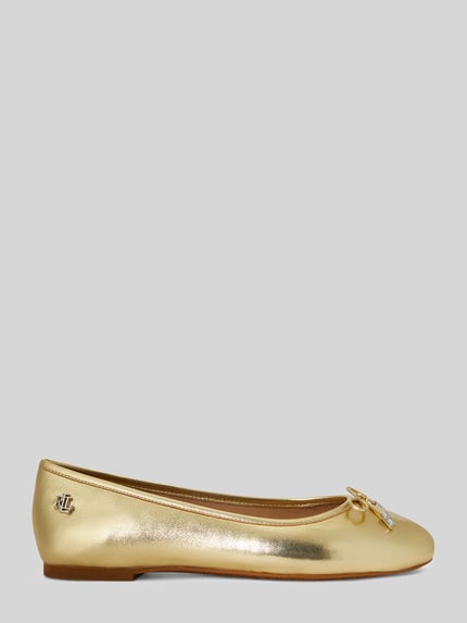 Lauren Ralph Lauren Ballerina aus echtem Schafsleder Gold 2