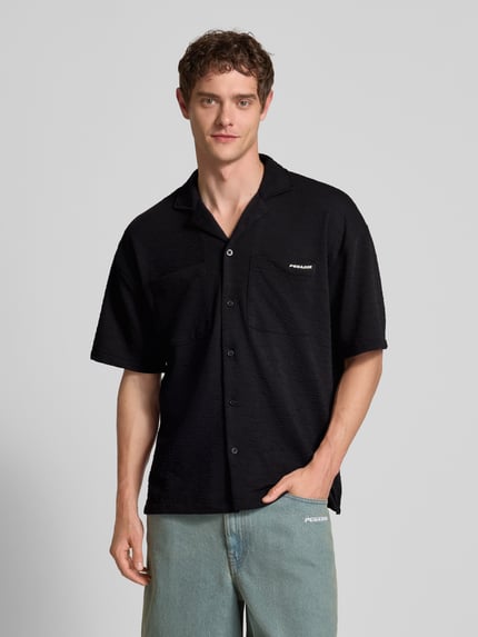 PEGADOR Relaxed fit vrijetijdsoverhemd met structuurmotief, model 'ACADO' Zwart - 4