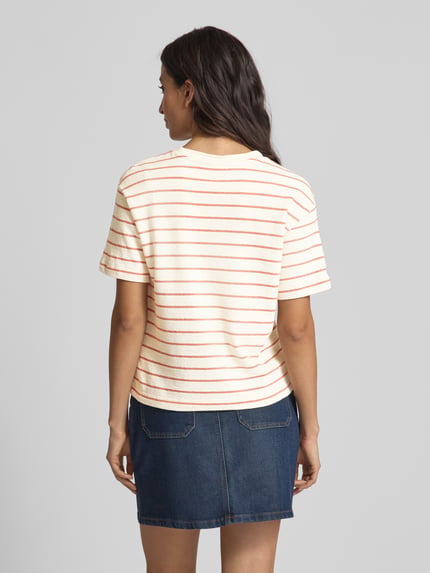 Jake*s Studio Woman Cropped T-Shirt mit geripptem Rundhalsausschnitt Terra 5