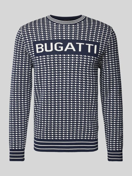 bugatti Gebreide pullover met labelprint Olijfgroen - 2