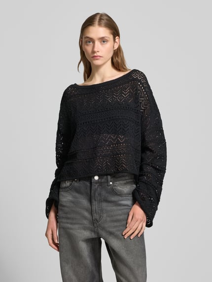 REVIEW Strickpullover mit Lochmuster Black 4