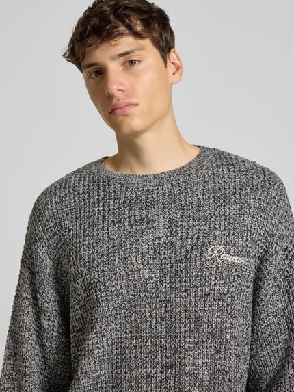 REVIEW Sweter z dzianiny z okrągłym dekoltem Jasnoszary melanż 3