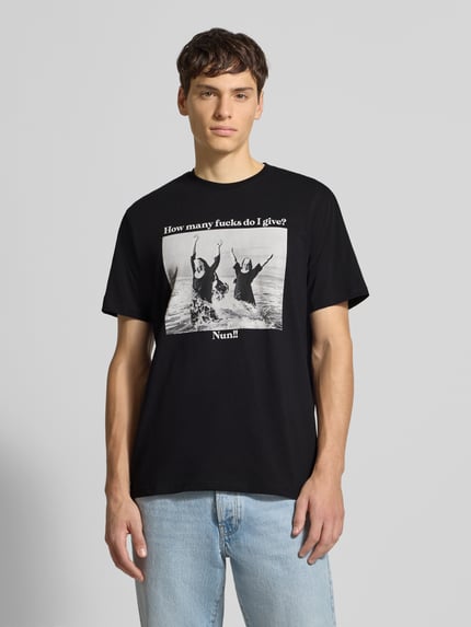 Dedicated T-Shirt mit Statement-Print Modell 'Nun Given Black' Black 4