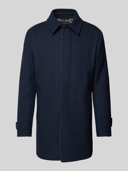 s.Oliver BLACK LABEL Regular fit lange jas in wollen look met blinde knoopsluiting Marineblauw - 2
