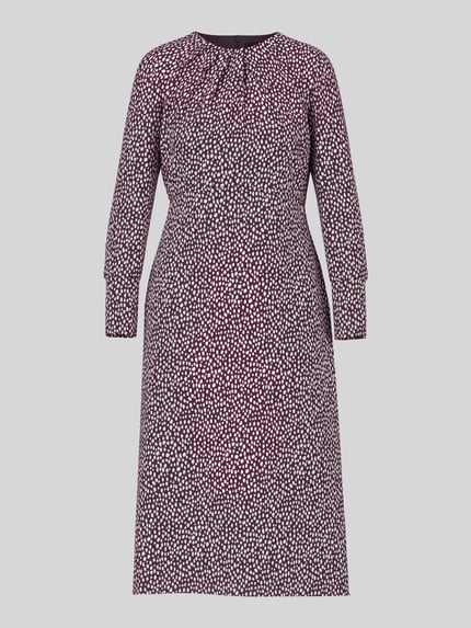 Marc Cain Tailliertes Maxikleid aus Viskose-Seiden-Mix Bordeaux 2
