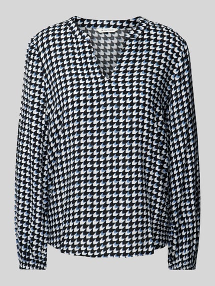 Tom Tailor Loose Fit Langarmbluse aus fließender Viskose mit Tunika-Kragen Jeansblau 2