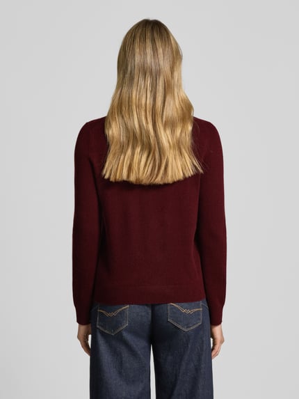 Jake*s Casual Sweter z dzianiny z kaszmiru z okrągłym dekoltem Bordowy 5