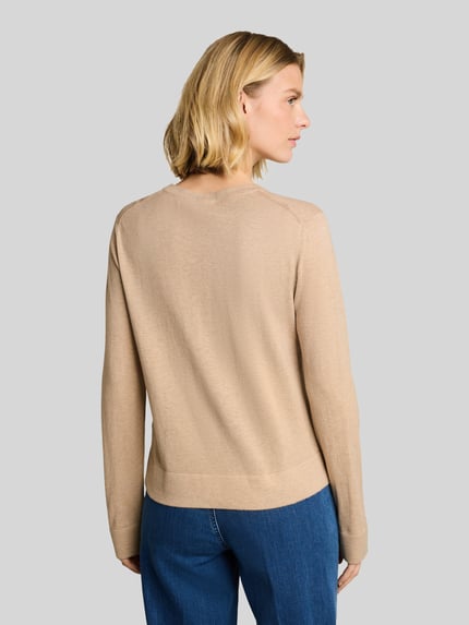 Tom Tailor sweter krój regular fit z mieszanki bawełny z dodatkiem jedwabiu ' Beżowy 5