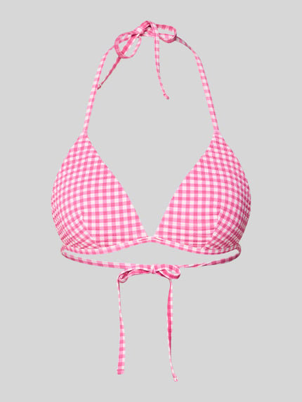 Produktfoto, Bikini-Oberteil mit Vichy-Karo und Schnürung von Jake*s Casual in Rosa-Weiß mit Stretch-Anteil und körpernaher Passform