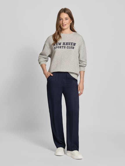 GANT Straight fit stoffen broek van pure viscose met persplooien Marineblauw - 1