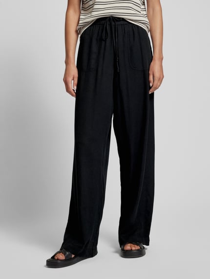 Kaffe Wide leg stoffen broek van een mix van viscose en linnen, model 'MILIA' Zwart - 4