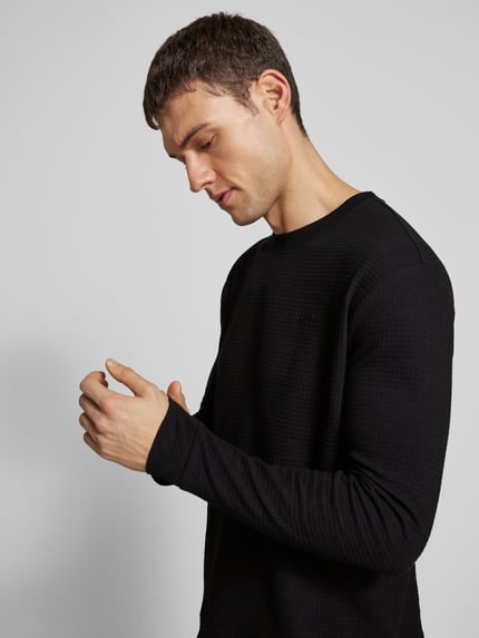 HUGO Bluzka z długim rękawem i okrągłym dekoltem model ‘Austin’ Czarny 3