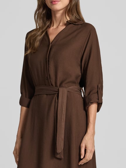 ZABAIONE Hemdblusenkleid mit kurzer Knopfleiste Modell 'Di44anaa' Dunkelbraun 5