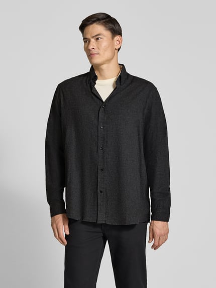 ARMEDANGELS Relaxed Fit Freizeithemd aus reiner Baumwolle Modell 'ARAAMO' Anthrazit Melange 4