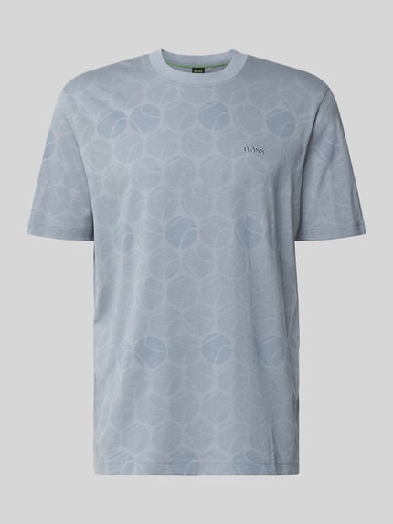 Produktfoto, hellblaues Regular Fit T-Shirt aus reiner Baumwolle von BOSS Green mit dezentem Muster und glatter Textur.