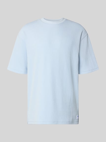 Produktfoto, jasnoniebieskie Relaxed Fit T-Shirt aus Baumwoll-Mix Modell 'NUWAFFLE' von HUGO Blue, strukturalny wzór, okrągły dekolt, krótki rękaw