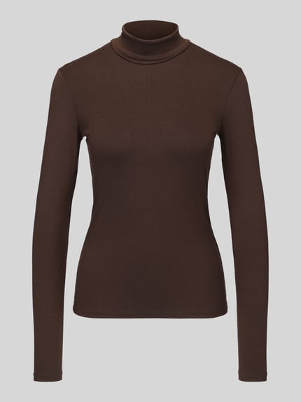 Weekend Max Mara Slim Fit Langarmshirt aus Viskose-Mix Modell 'MULTIF' Dunkelbraun 2
