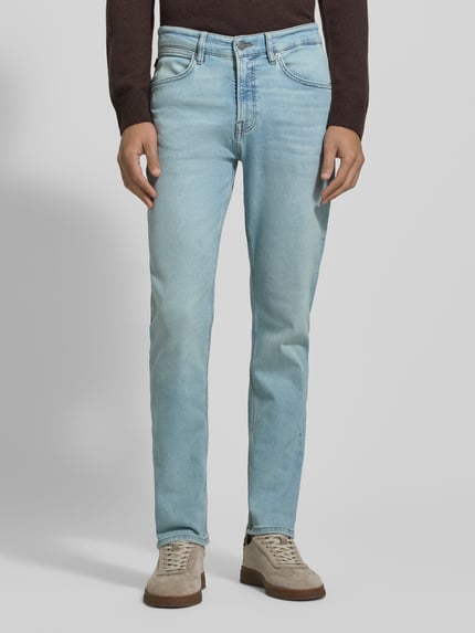 BOSS Orange Jeansy o kroju tapered fit z Mieszanka bawełny Model 'ONYX' Jeansowy niebieski 4