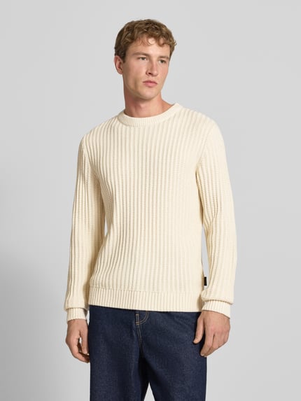 JACK & JONES Regular Fit Strickpullover aus Baumwoll-Mix Modell 'AXON' Offwhite 4
