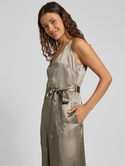 Selected Jumpsuit mit Bindegürtel Modell 'SELENE' Oliv 3