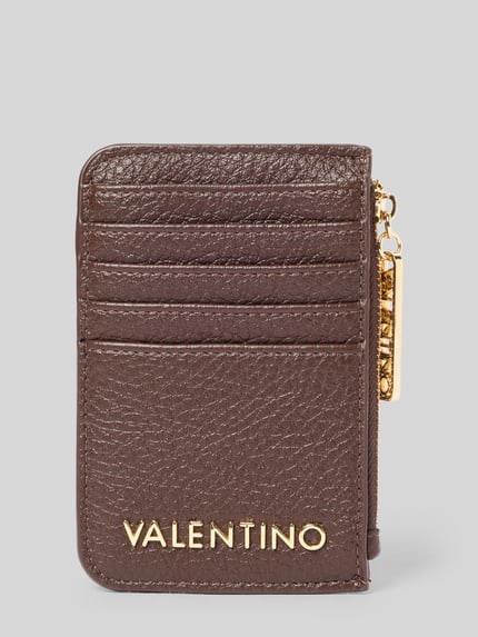 Valentino Bags Kartenetui mit goldfarbenem Logo-Schriftzug Dunkelbraun 1