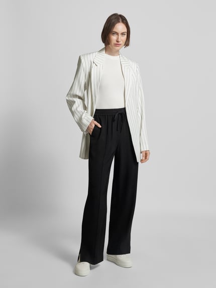 someday. Regular fit stoffen broek met vaste persplooien, model 'Contri' Zwart - 1