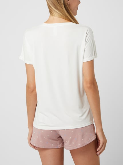 SKINY T-shirt z mieszanki wiskozy i elastanu model ‘Every Night In’ Złamany biały 5