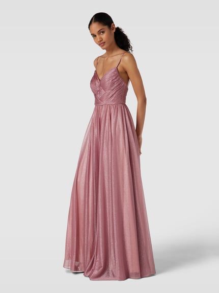 unique Abendkleid in Maxilänge mit V-Ausschnitt Mauve 1