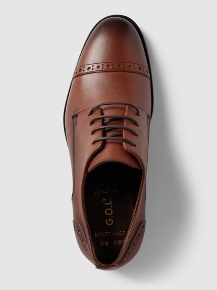 G.O.L. Derby schoenen van leer met vetersluiting Cognac - 3