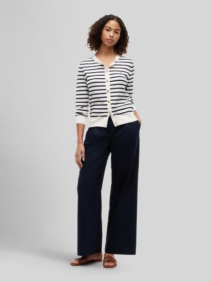Tommy Hilfiger Regular Fit Strickjacke aus Baumwoll-Mix mit goldenen Knöpfen Ecru 1