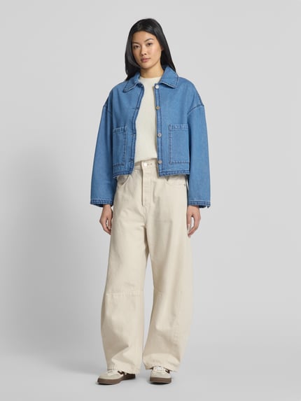 IQ Studio Loose Fit Jeansjacke mit Woll-Anteil Dunkelblau 1
