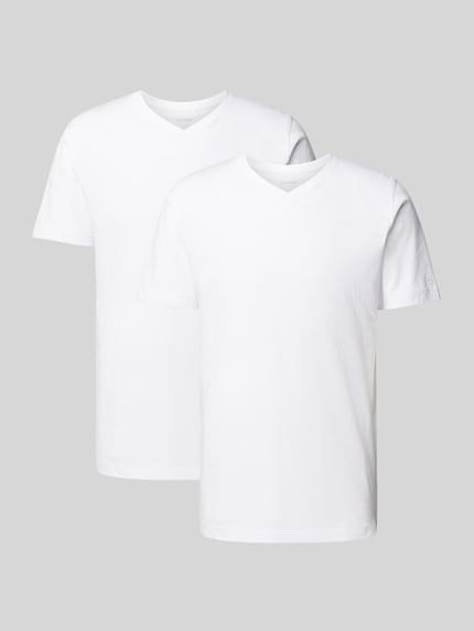 OLYMP Level 5 T-Shirt mit geripptem V-Ausschnitt im 2er-Pack Weiss 2