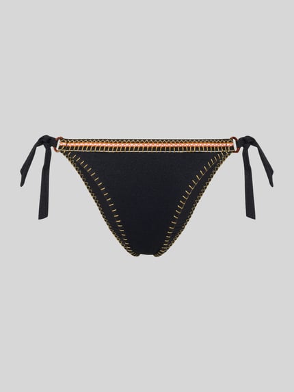 Produktfoto, Bikini-Slip mit Schnürung Modell 'SIMA SANTANY' von Banana Moon, czarny, złote przeszycia, materiał ze stretchem, dopasowany fason