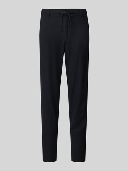 Selected Slim Fit Hose aus Baumwoll-Leinen-Mix Modell 'BRODY' Black 2