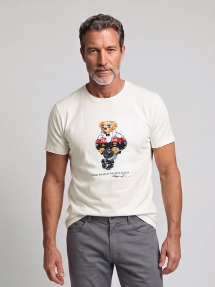 Polo Ralph Lauren T-Shirt mit Bären Motiv-Print Offwhite 4